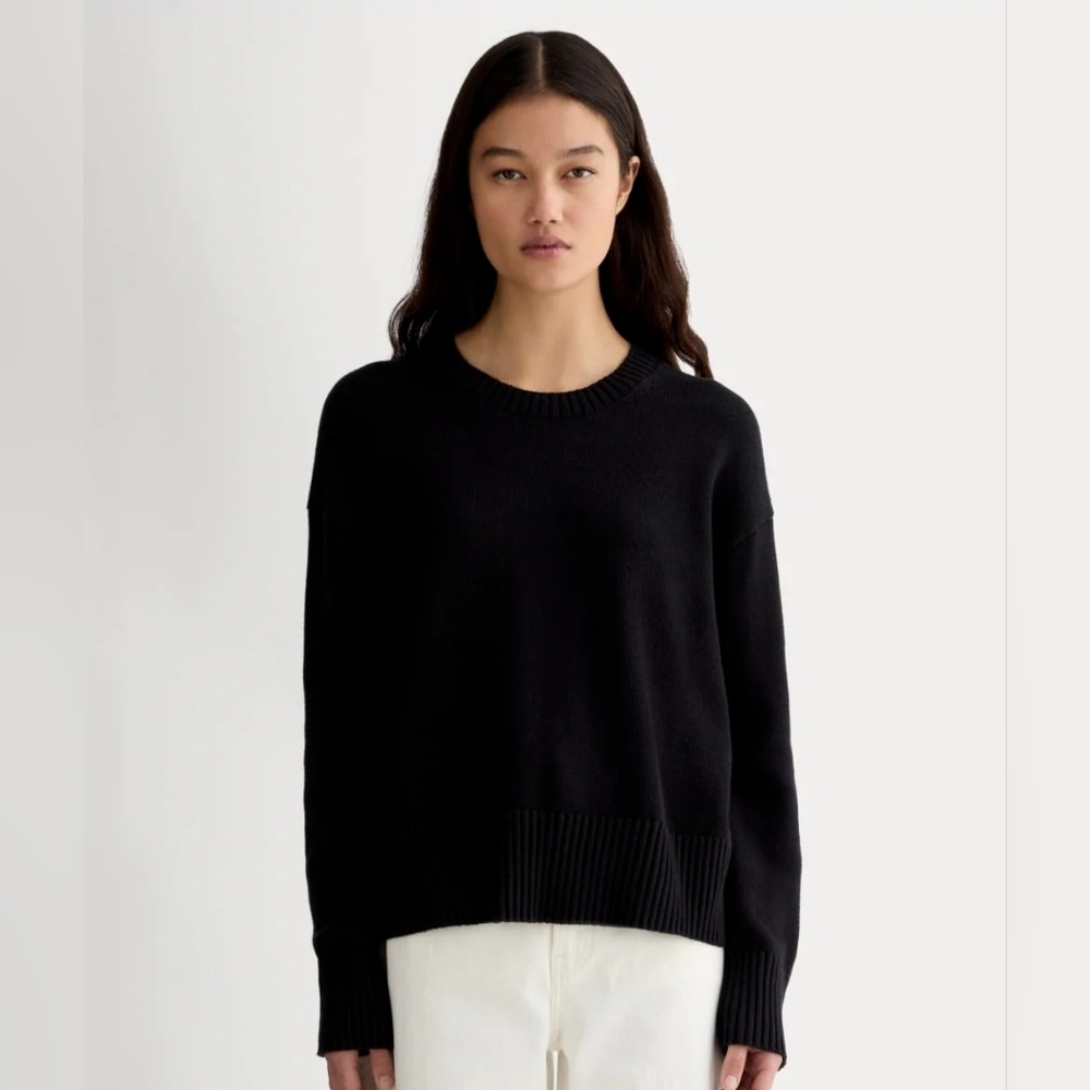 NWT Everlane The Boxy Sweater in Everyday Cotton Size XS In Black - Picture 8 of 11